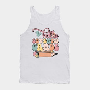 Hello 7th Grade Pencil Back to School Teacher Student Gift Tank Top